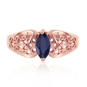 14K. SOLID GOLD FILIGREE RING WITH NATURAL SAPPHIRE (Rose Gold)